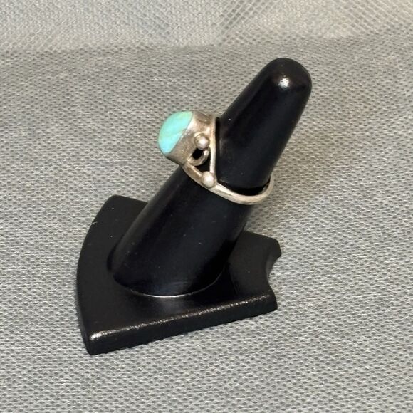 Vintage Turquoise Ring Southwestern Sterling Silver Mexico Size 6 - Picture 2 of 11